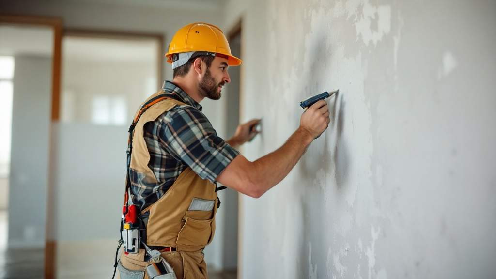 Handwerker einer ausführenden Firma bei der Mangelbeseitigung